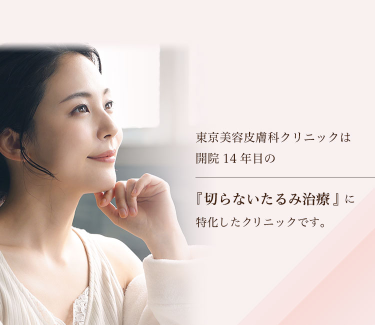 東京美容皮膚科クリニックは開院１４年目の「切らないたるみ治療」に特化したクリニックです。